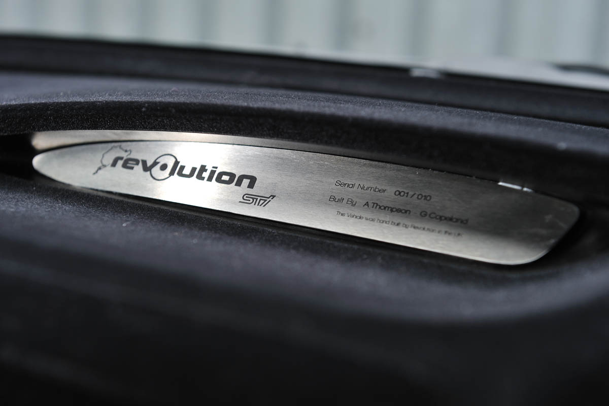 Revolution Project STI Nurburgring Subaru Impreza numbered badge plaque