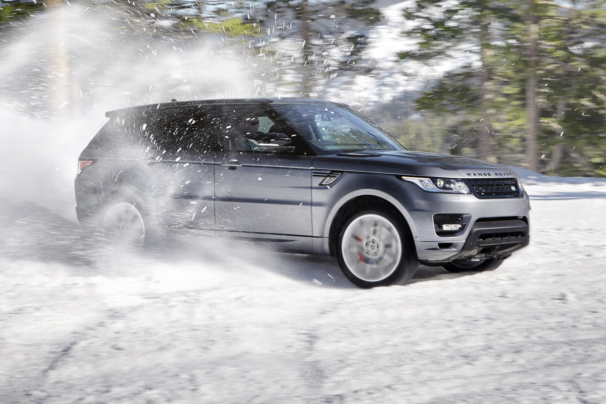 New Range Rover Sport snow slide sideways drift