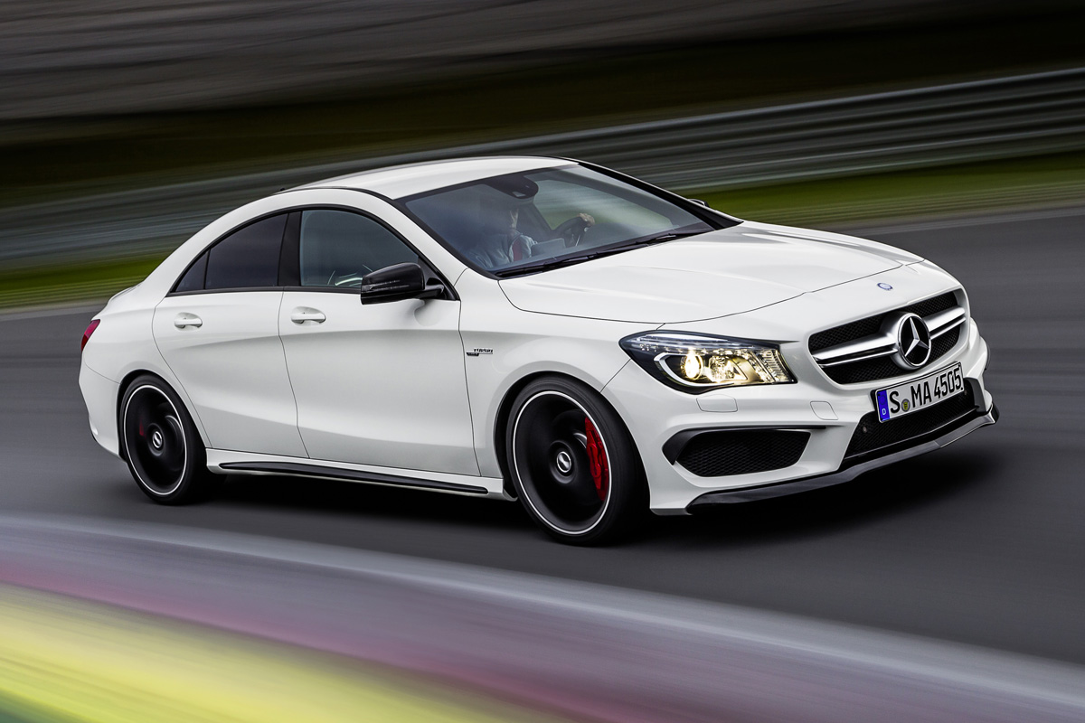 Mercedes-Benz CLA45 AMG white on track