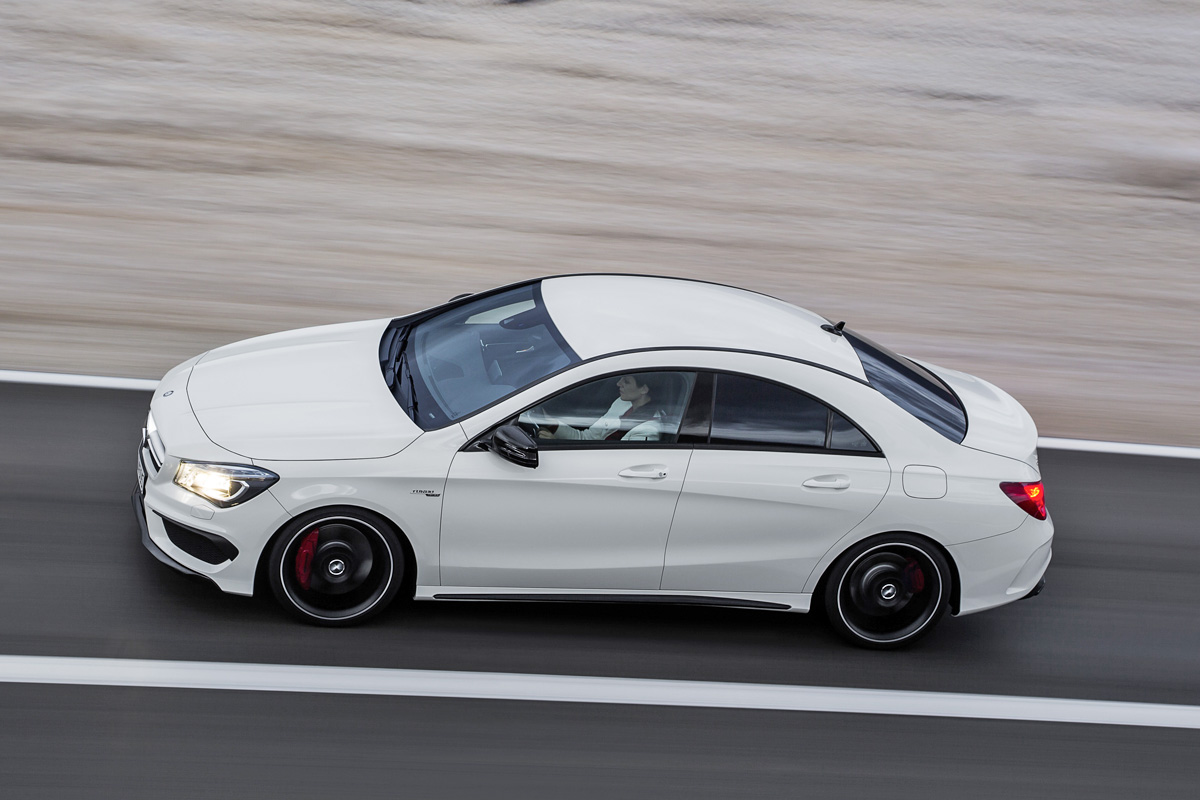 Mercedes-Benz CLA45 AMG white side profile