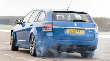 Vauxhall VXR8 Tourer burnout smoking tyres