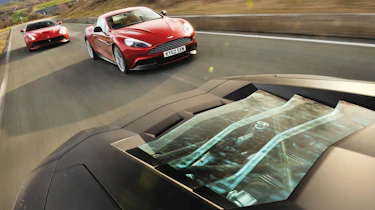 Ferrari F12 v Lamborghini Aventador v Aston Martin Vanquish video