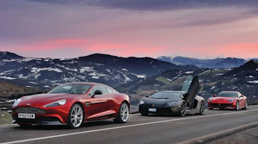Ferrari F12 v Lamborghini Aventador v Aston Martin Vanquish video