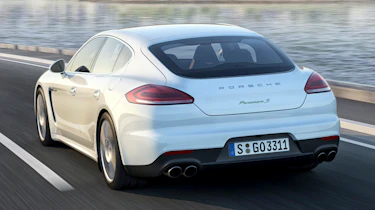 New Porsche Panamera S E-Hybrid white rear view