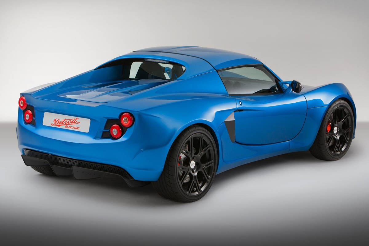 Detroit Electric sports car Lotus Elise blue