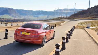 BMW 320d at the Milau Viaduct