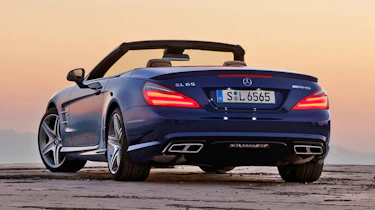 2013 Mercedes SL65 AMG blue rear roof down
