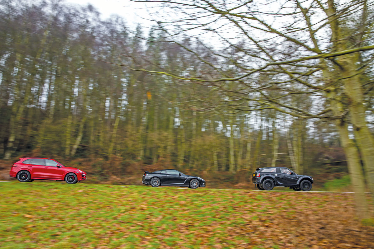 Bowler EXR S with Nissan GT-R and Porsche Cayenne