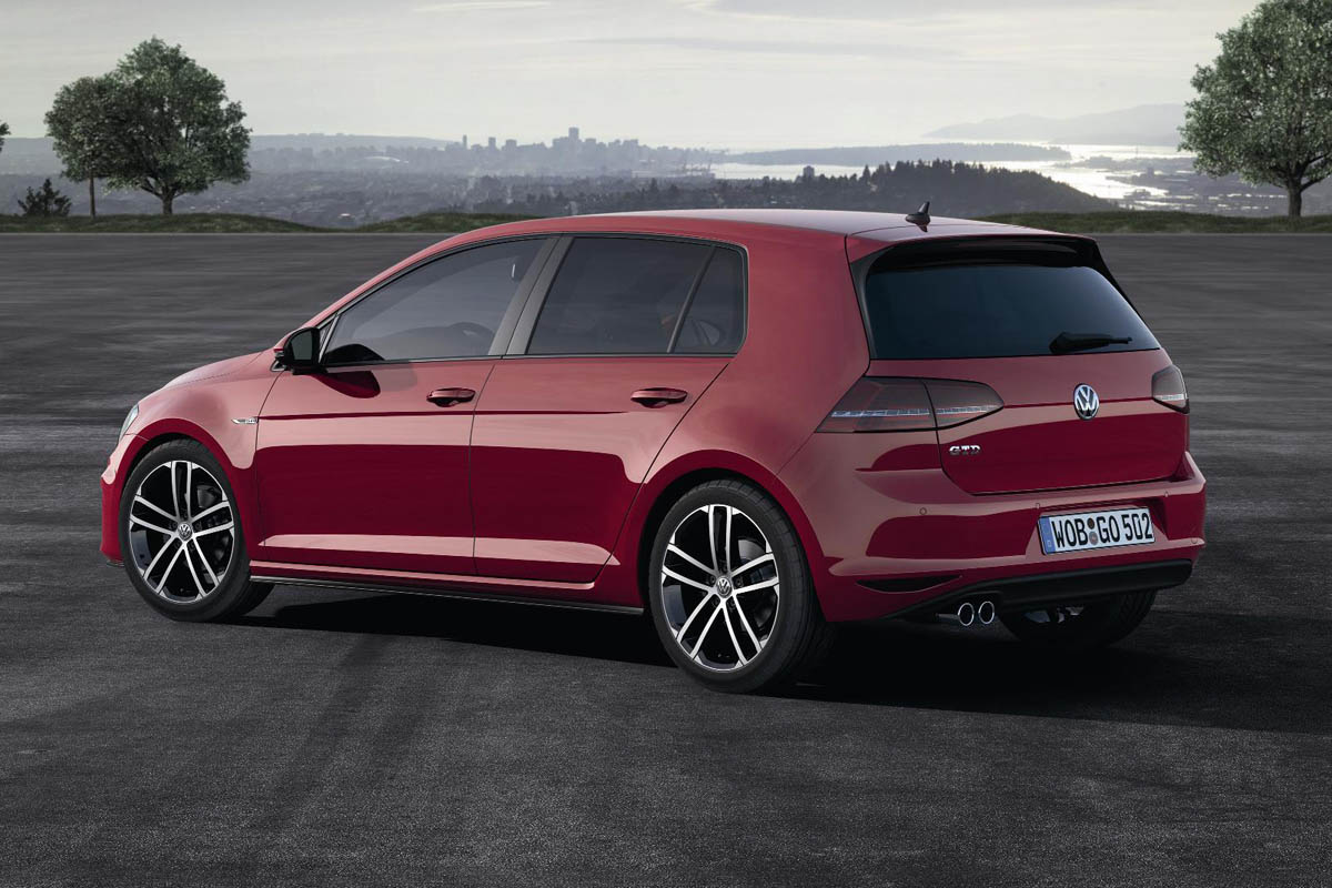 Mk7 VW Golf GTD red side profile