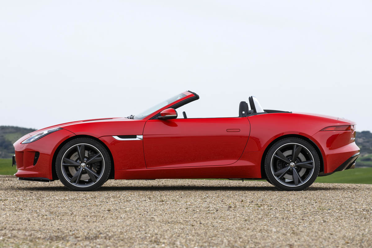 2013 Jaguar F-type V8 S side profile roof down