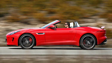 2013 Jaguar F-type V8 S side profile spoiler up