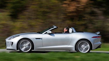 2013 Jaguar F-type V6 S side profile spoiler up