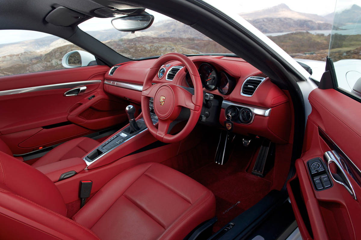 2013 Porsche Cayman red leather interior steering wheel