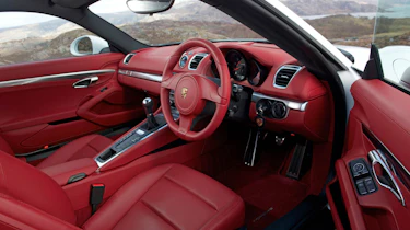 2013 Porsche Cayman red leather interior steering wheel