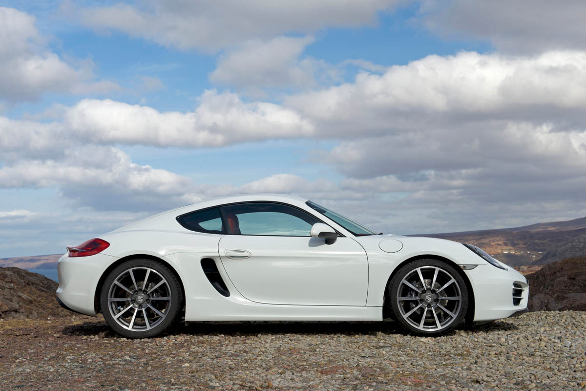 2013 Porsche Cayman white side profile