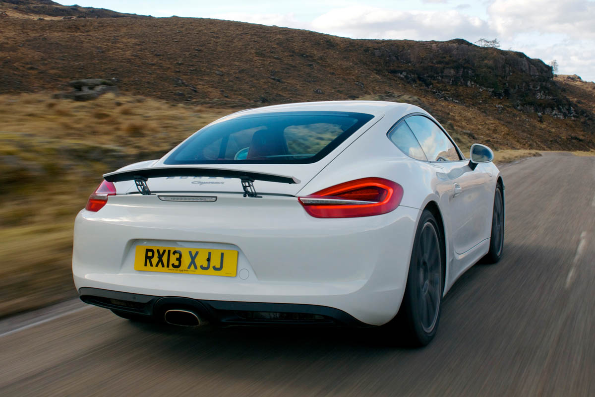 2013 Porsche Cayman white rear spoiler