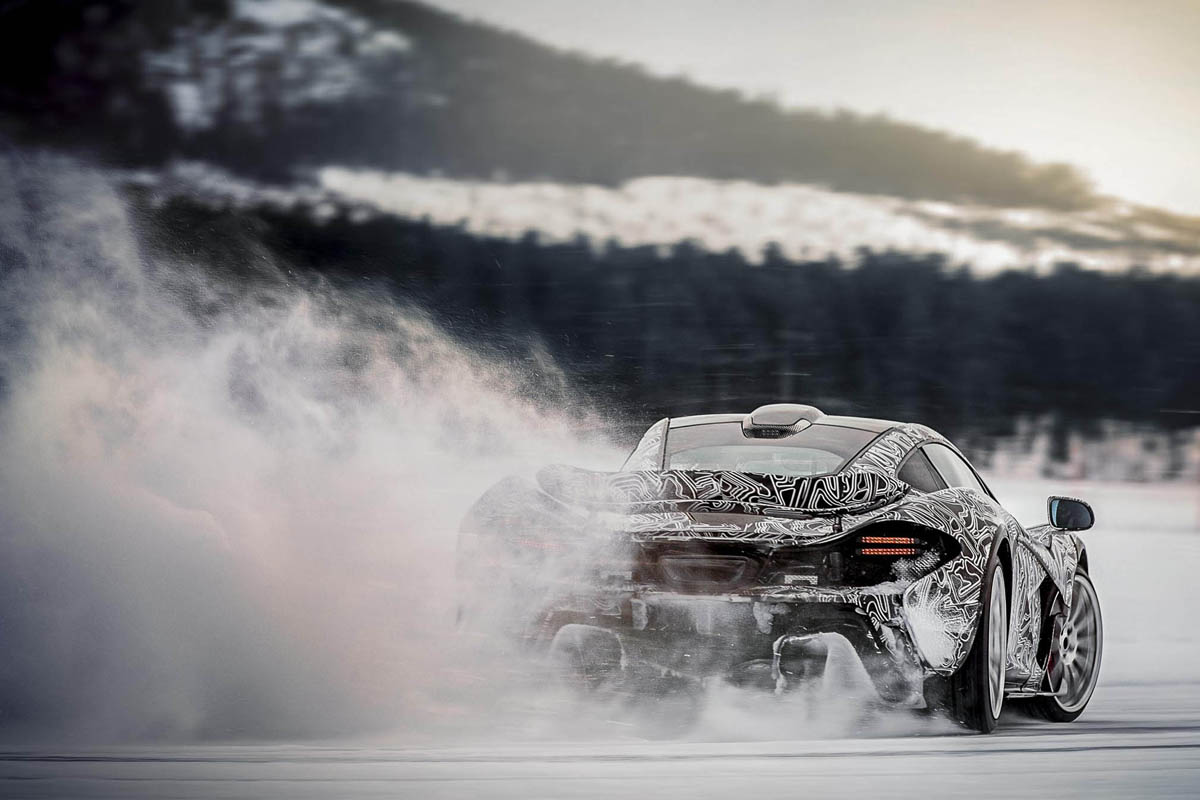 McLaren P1 ice driving video drift