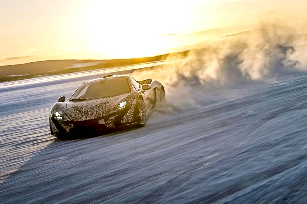 McLaren P1 ice driving video sideways