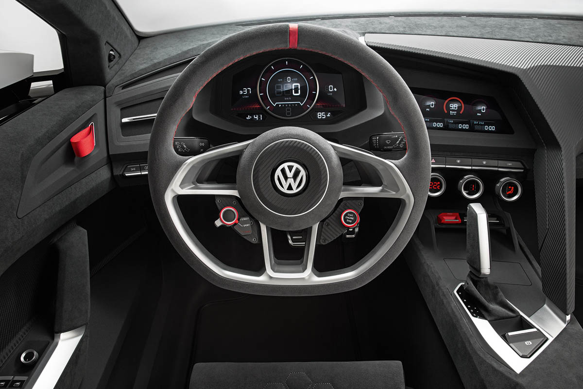 496bhp VW Golf Design Vision GTI steering wheel dials
