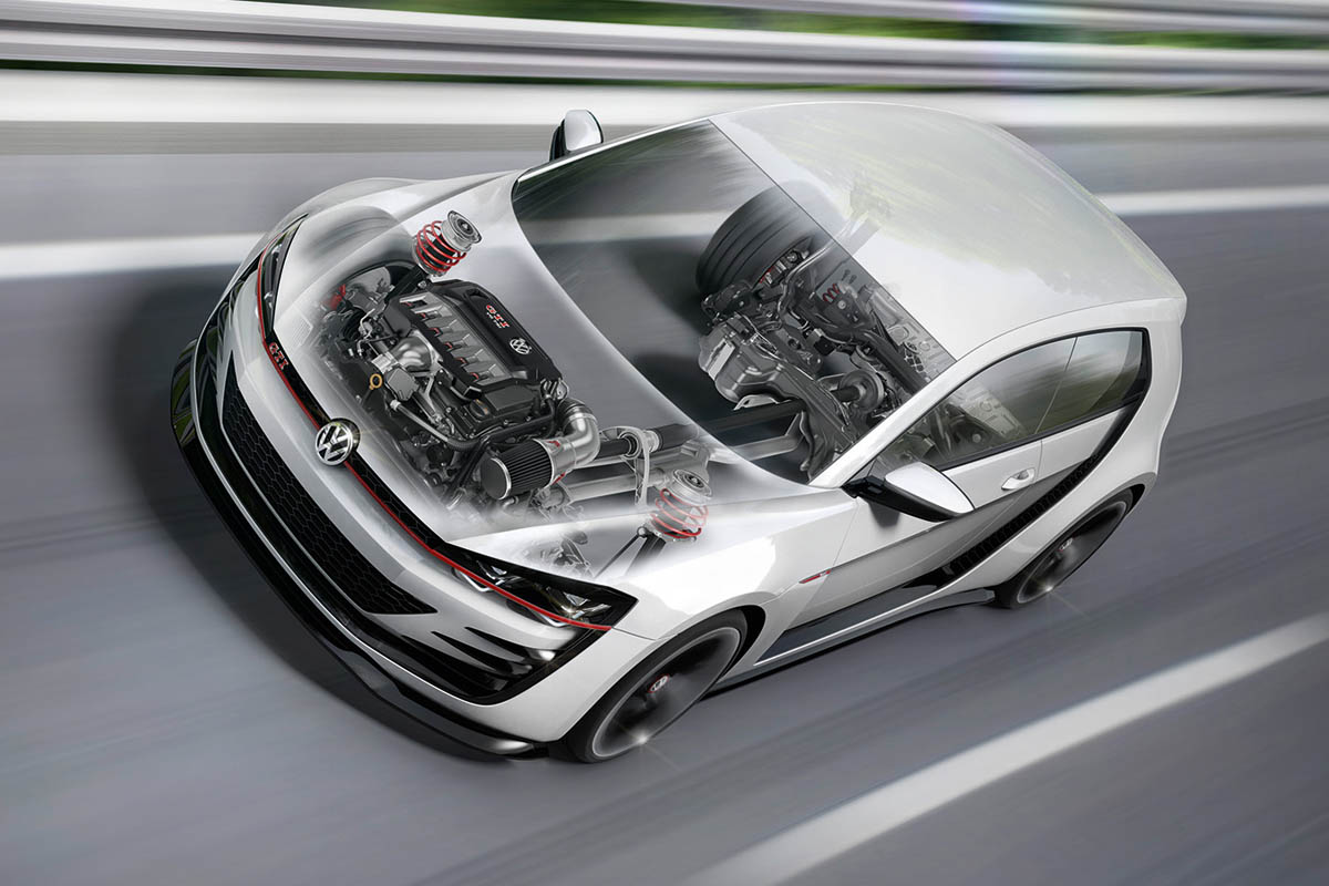 496bhp VW Golf Design Vision GTI cutaway engine illustration