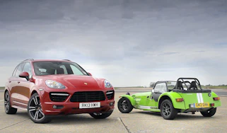 Porsche Cayenne Turbo S v Caterham 7 Supersport