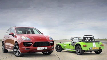Porsche Cayenne Turbo S v Caterham 7 Supersport