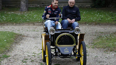 Sebastian Vettel drives vintage Renault car