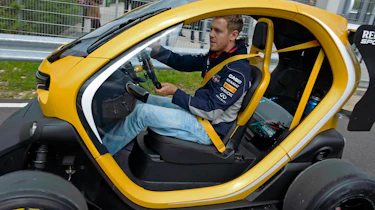 Sebastian Vettel drives Renault Twizy F1
