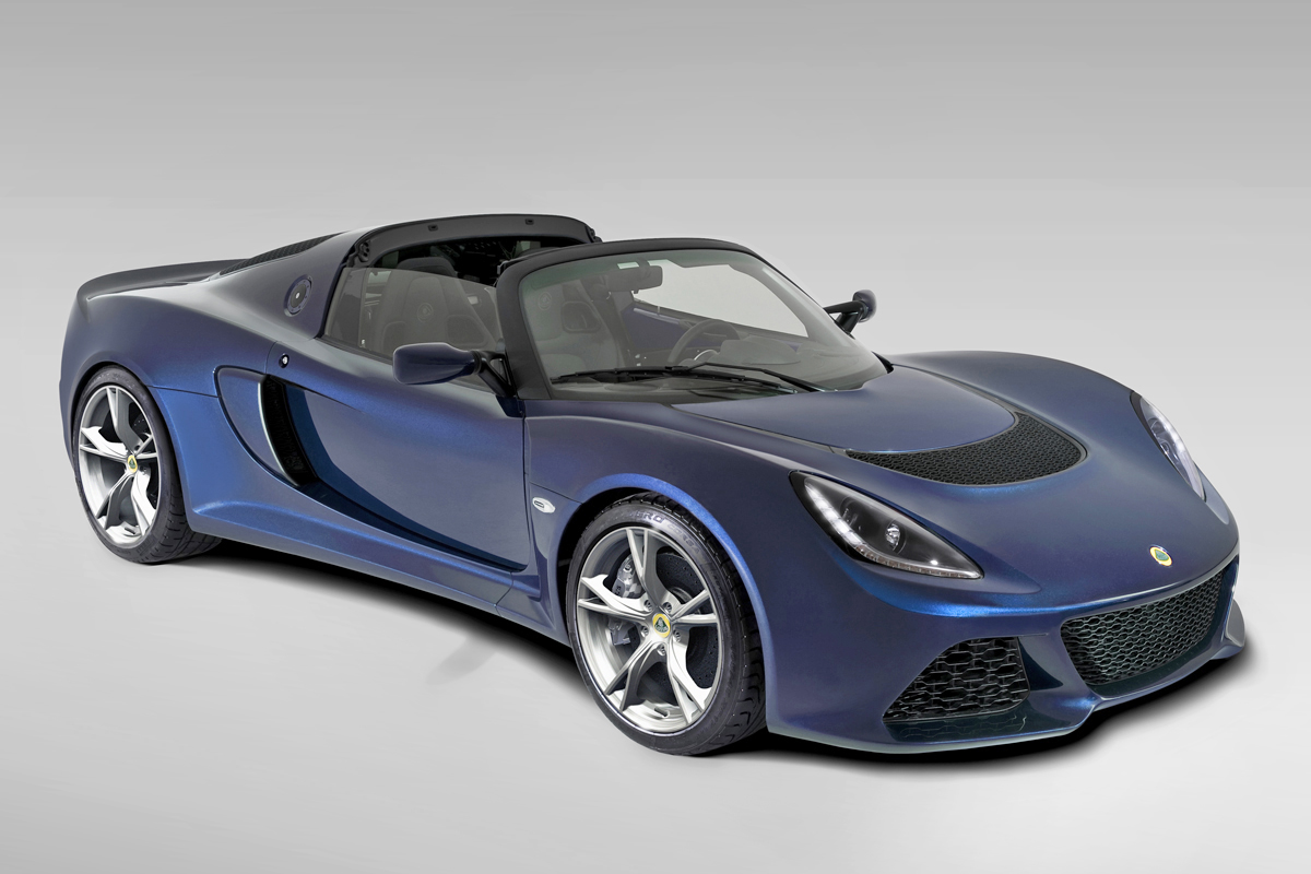 Lotus Exige S Roadster blue roof open