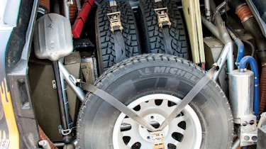 multiple spare tyres are a necessity on stages as long as 368 miles.
