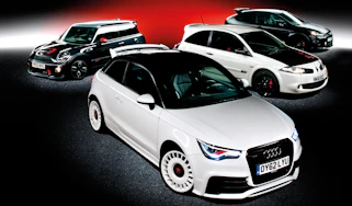 Audi A1 Quattro vs Mini JCW GP, Ford Focus RS500 and Renault Megane R26.R:
