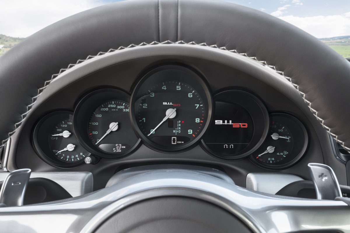 Porsche 911 50 Years Edition new dials steering wheel paddles