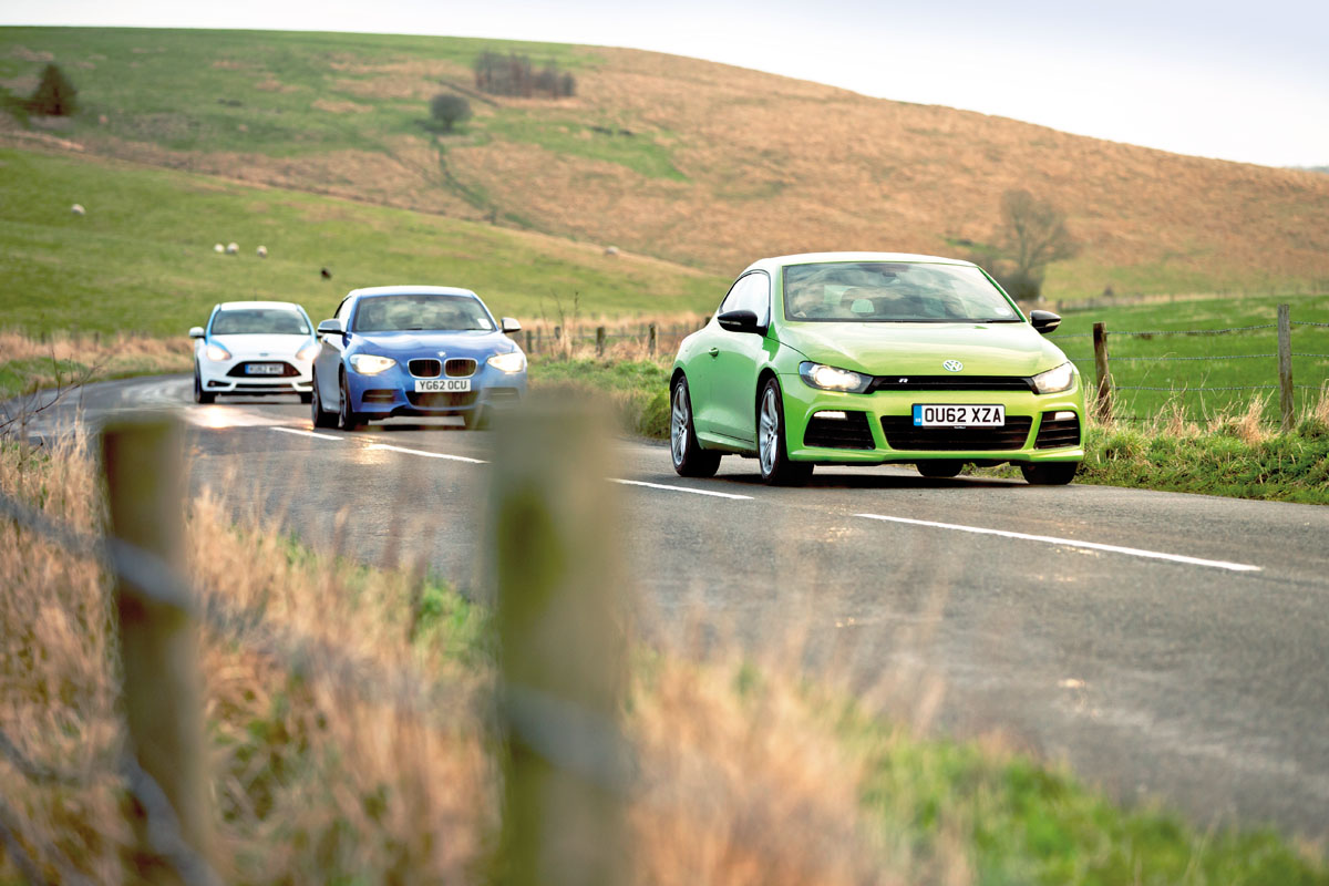BMW M135i vs Renaultsport Megane 265 Cup, VW Scirocco R and Ford Focus ST on the road