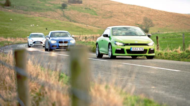 BMW M135i vs Renaultsport Megane 265 Cup, VW Scirocco R and Ford Focus ST on the road