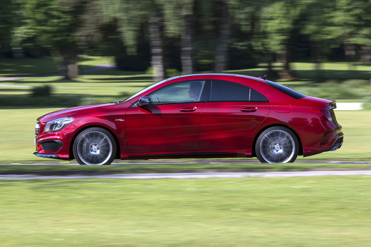 2013 Mercedes CLA45 AMG red side profile