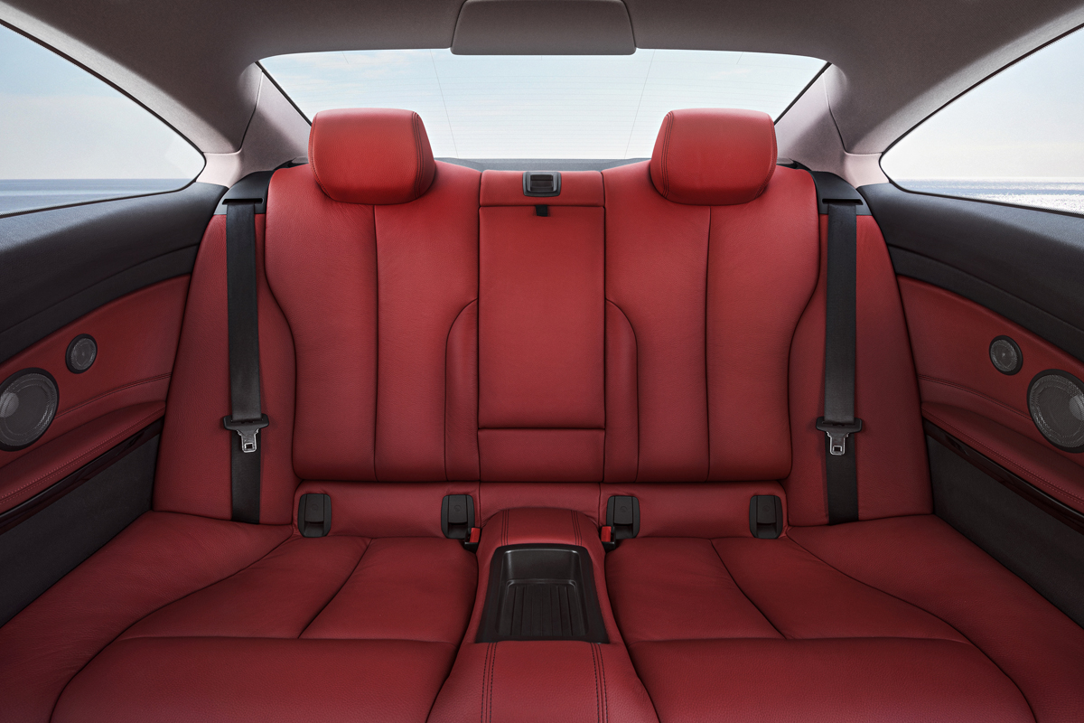New BMW 4-series coupe rear seats red leather