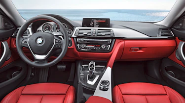 New BMW 4-series coupe interior dashboard red leather