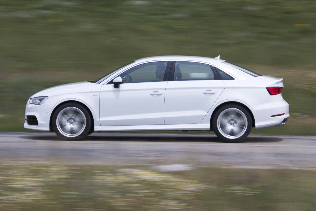 2013 Audi A3 Saloon white side profile