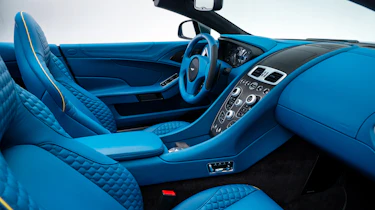 Aston Martin Vanquish Volante bright blue interior