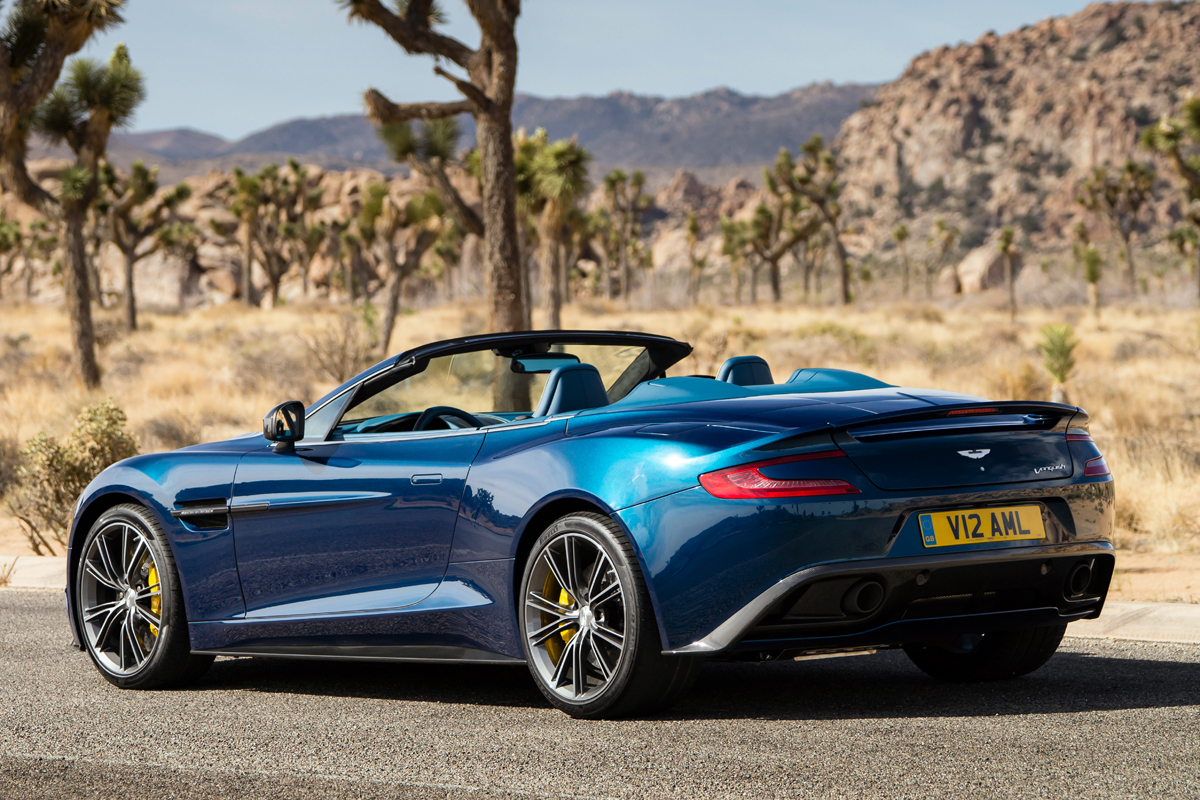 Aston Martin Vanquish Volante blue rear