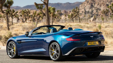 Aston Martin Vanquish Volante blue rear