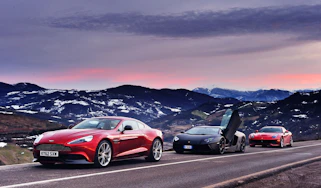 Ferrari F12 v Lamborghini Aventador and Aston Martin V12 Vanquish