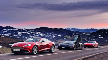 Ferrari F12 v Lamborghini Aventador and Aston Martin V12 Vanquish