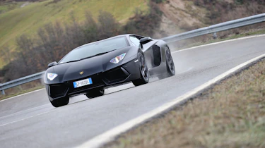 Lamborghini Aventador cornering
