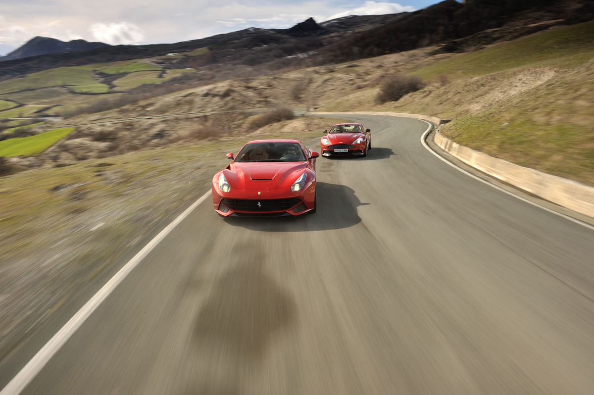 Ferrari F12 v Lamborghini Aventador and Aston Martin V12 Vanquish