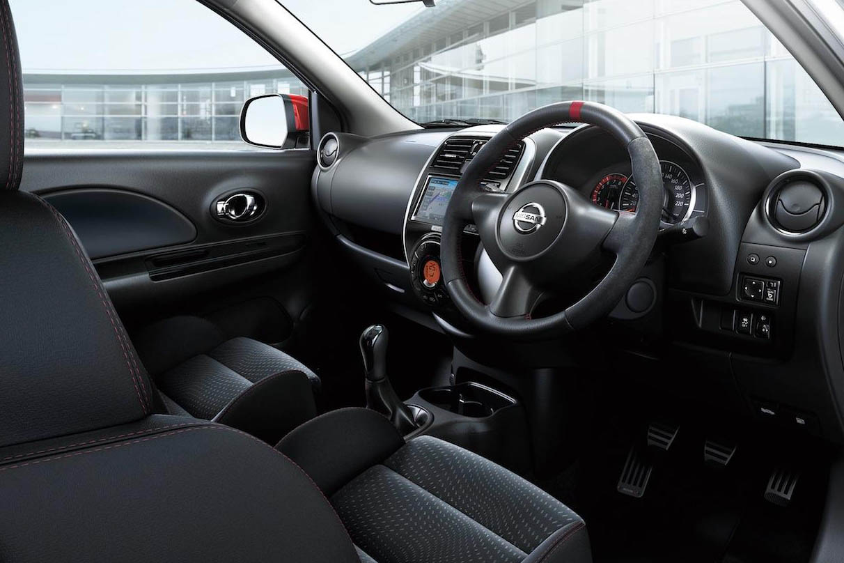 Nissan March Nismo interior bucket seat Alcantara steering wheel