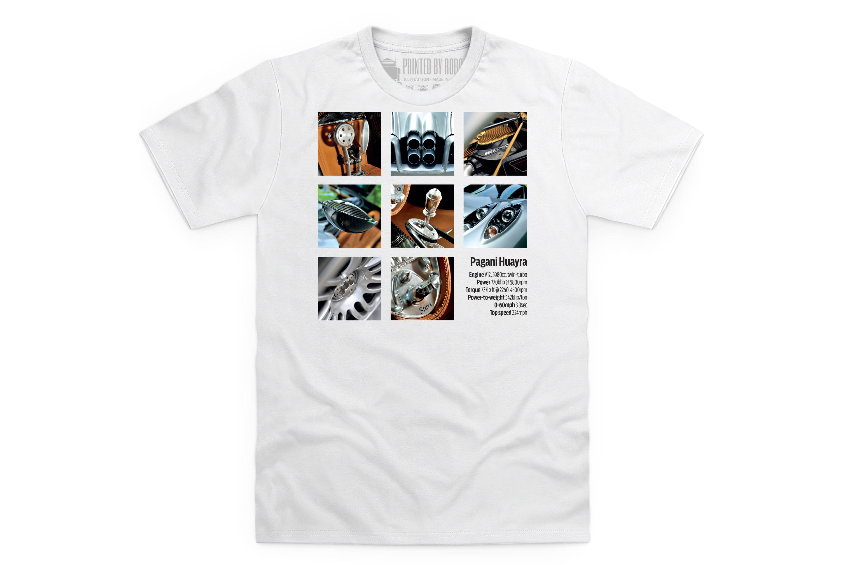 New evo T-shirt design Pagani Huayra details and spec