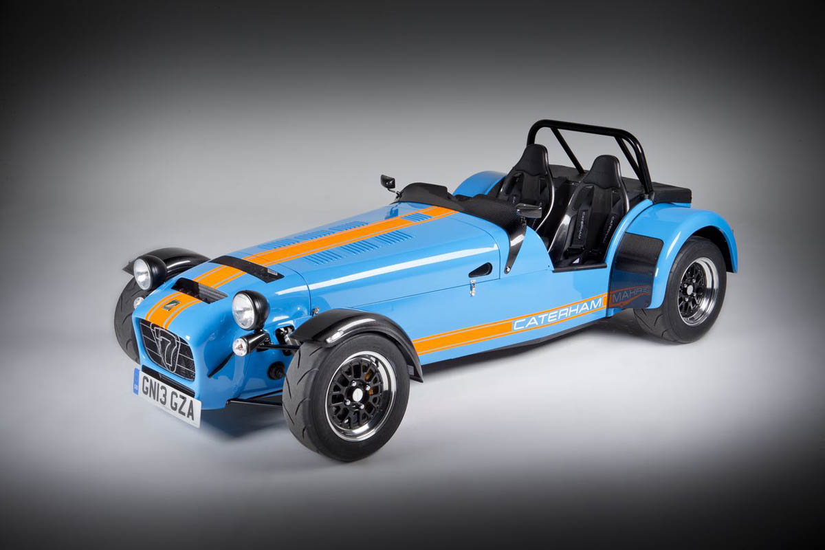 New Caterham 620R blue and orange front