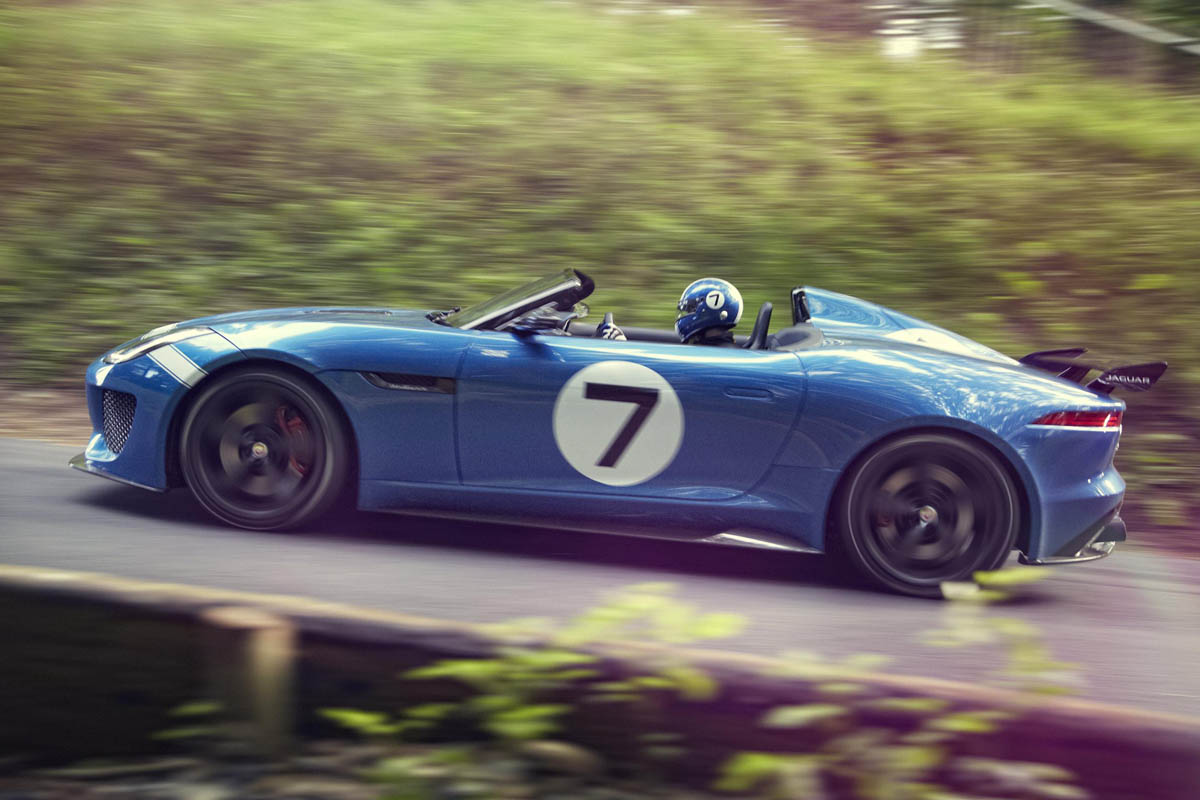 Jaguar F-type Project 7 blue side profile