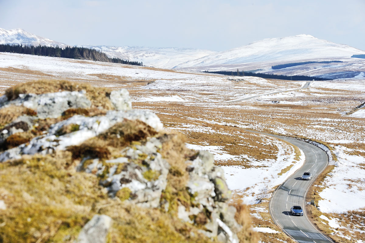 Jaguar F-type V6S v Porsche 911 Cabriolet in the mountains